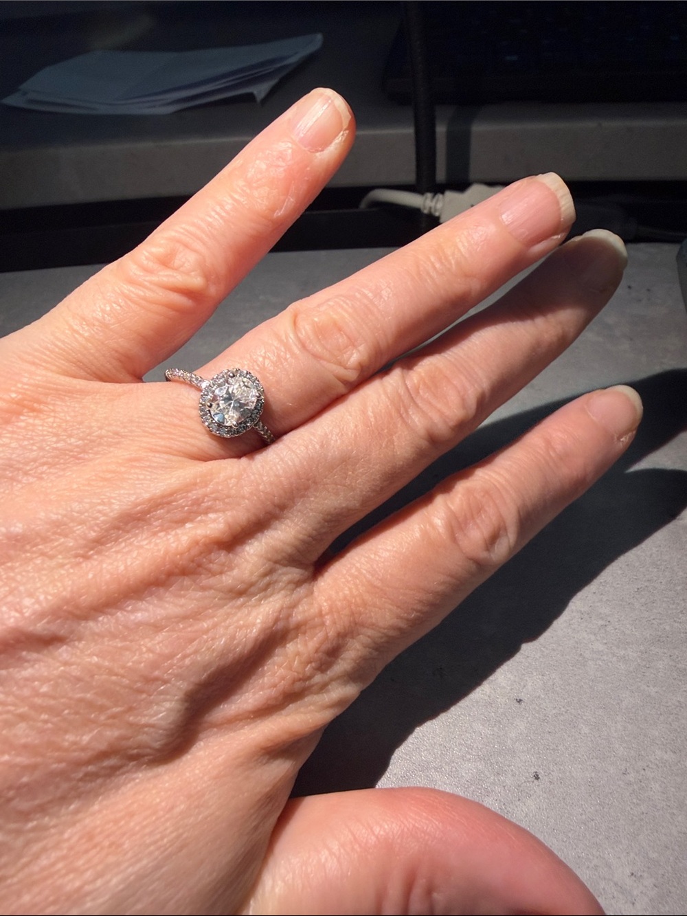 Sterling Silver Halo Engagement Ring with 1.5c Moissanite center stone - Silver